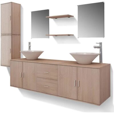 vidaXL Badeværelsesmøbel-Set - 11 Dele Beige Badeværelsessæt vidaXL Badeværelsesmøbel-Set - 11 Dele Beige Badeværelsessæt