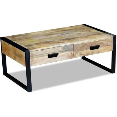 vidaXL Mango-Holz Couchtisch mit 2 Schubladen - Beistelltisch vidaXL Mango-Holz Couchtisch mit 2 Schubladen - Beistelltisch