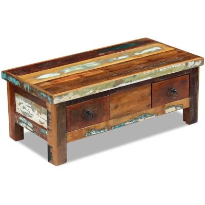 vidaXL Table basse en bois massif avec tiroirs 90x45x35 cm - Table de café vidaXL Table basse en bois massif avec tiroirs 90x45x35 cm - Table de café