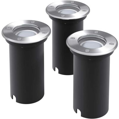 vidaXL Udendørs LED jordlys - 3 stk., rund, sølv - Jordlys vidaXL Udendørs LED jordlys - 3 stk., rund, sølv - Jordlys