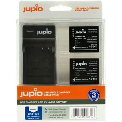 Jupio DMW-BLG10 Batterie Set - Kamera Akku, 900mAh, USB-Ladegerät Jupio DMW-BLG10 Batterie Set - Kamera Akku, 900mAh, USB-Ladegerät