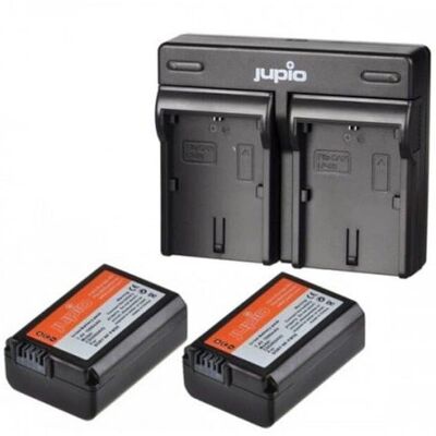 Jupio Kamera Akku Set - 2x NP-FW50 & Doppel-USB-Ladegerät Jupio Kamera Akku Set - 2x NP-FW50 & Doppel-USB-Ladegerät