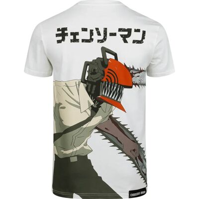 Difuzed Hvid Outlined Chainsaw Man T-Shirt - T-Shirt Difuzed Hvid Outlined Chainsaw Man T-Shirt - T-Shirt