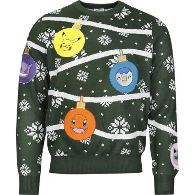Difuzed - Pokémon Xmas Balls - Vert - L - Sweater - Publicité Difuzed - Pokémon Xmas Balls - Vert - L - Sweater - Publicité