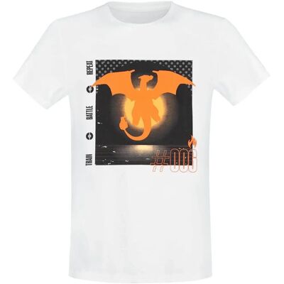 Pokémon Charizard Weiß T-Shirt - Legendärer Kampf - Herren Pokémon Charizard Weiß T-Shirt - Legendärer Kampf - Herren