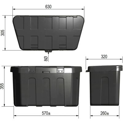 Scatola di stoccaggio Proplus per timone - 320x630x355mm Scatola di stoccaggio Proplus per timone - 320x630x355mm