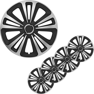 Conjunto de cubiertas de rueda ProPlus Terra - 15 pulgadas - Plateado/Negro Conjunto de cubiertas de rueda ProPlus Terra - 15 pulgadas - Plateado/Negro