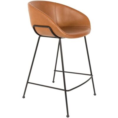 Taburete de bar de cuero marrón Zuiver - Feston - 55x89x53cm Taburete de bar de cuero marrón Zuiver - Feston - 55x89x53cm