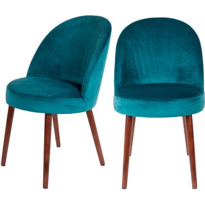 Dutchbone Barbara - Lot de 2 chaises en velours - Bleu pétrole - Chaise - Publicité Dutchbone Barbara - Lot de 2 chaises en velours - Bleu pétrole - Chaise - Publicité