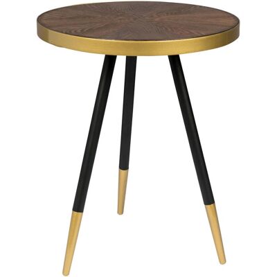 White Label Living Tavolino Rotondo in Metallo e Legno Denise - Tavolino White Label Living Tavolino Rotondo in Metallo e Legno Denise - Tavolino