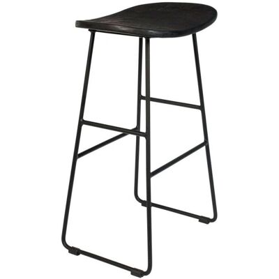 No name Tangle - Taburete de bar en teca reciclada - Negro - 62cm No name Tangle - Taburete de bar en teca reciclada - Negro - 62cm