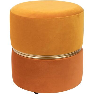 White Label Orange Velours runder Hocker - 35x39cm White Label Orange Velours runder Hocker - 35x39cm