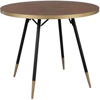 No name Denise - Runder Holz- und Metalltisch für 2 - Dunkelbraun - Esstisch No name Denise - Runder Holz- und Metalltisch für 2 - Dunkelbraun - Esstisch
