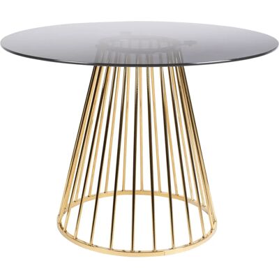 Table à manger ronde en verre fumé et or Homii Floris - Table à manger - Publicité Table à manger ronde en verre fumé et or Homii Floris - Table à manger - Publicité