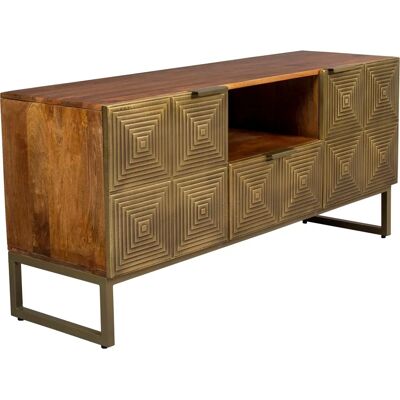 Dutchbone Volan - Vergoldeter Mangoholz-Sideboard - Art Deco Stil Dutchbone Volan - Vergoldeter Mangoholz-Sideboard - Art Deco Stil