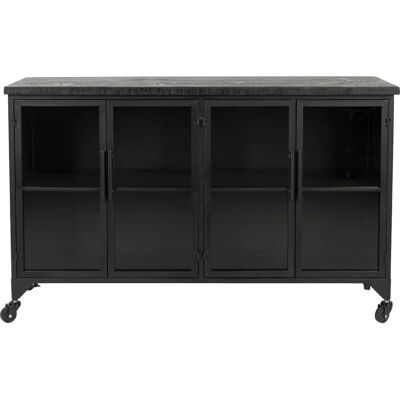 Ferre Industrielles Buffet - 120cm Breit Schwarz Stahl Holz Ferre Industrielles Buffet - 120cm Breit Schwarz Stahl Holz