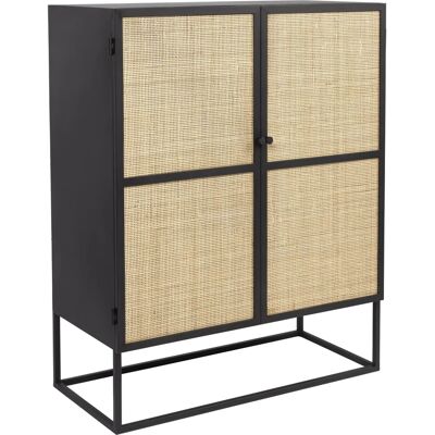 Guuji - Naturholzkabinett & Rattan - 2 Türen - Schwarz - 80cm Guuji - Naturholzkabinett & Rattan - 2 Türen - Schwarz - 80cm