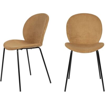 Zuiver Bonnet - Lot de 2 chaises en velours et métal - Ocre - Publicité Zuiver Bonnet - Lot de 2 chaises en velours et métal - Ocre - Publicité