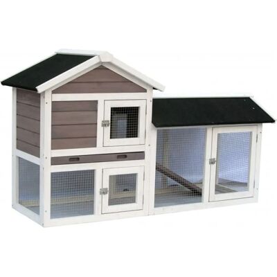 VidaXL Konijnenhok - Huis voor Kleine Dieren, Wit & Bruin - Konijnenhok VidaXL Konijnenhok - Huis voor Kleine Dieren, Wit & Bruin - Konijnenhok