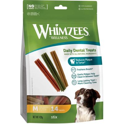 Whimzees Medium Stix Tannbehandling for Hunde - 150mm, 14-pakning Whimzees Medium Stix Tannbehandling for Hunde - 150mm, 14-pakning