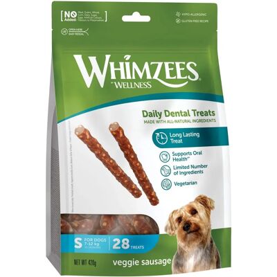 Whimzees Grønnsak Pølse Tannbehandling Hundekjeks - Liten Whimzees Grønnsak Pølse Tannbehandling Hundekjeks - Liten