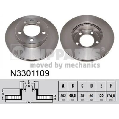 NIPPARTS N3301109 Disque de Frein - Brake Disc - Publicité NIPPARTS N3301109 Disque de Frein - Brake Disc - Publicité