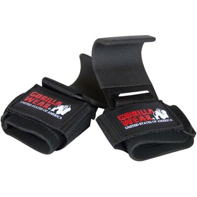 Gorilla Wear Black Weight Lifting Hooks - Support 150kg Gorilla Wear Black Weight Lifting Hooks - Support 150kg