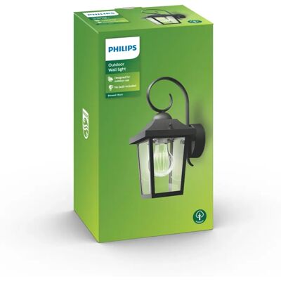 Lumină de perete exterioară Philips - Vintage Negru Aluminiu 60W IP44 Lumină de perete exterioară Philips - Vintage Negru Aluminiu 60W IP44