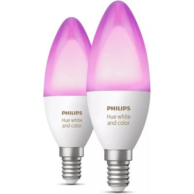 Philips Hue Blanc et Ambiance Couleur E14 Pack de 2 Ampoules - Éclairage intelligent - Publicité Philips Hue Blanc et Ambiance Couleur E14 Pack de 2 Ampoules - Éclairage intelligent - Publicité