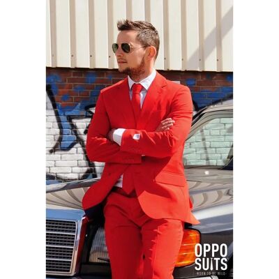 OppoSuits Roter Teufel Anzug - Slim-Fit, Polyester, Mehrere Größen OppoSuits Roter Teufel Anzug - Slim-Fit, Polyester, Mehrere Größen