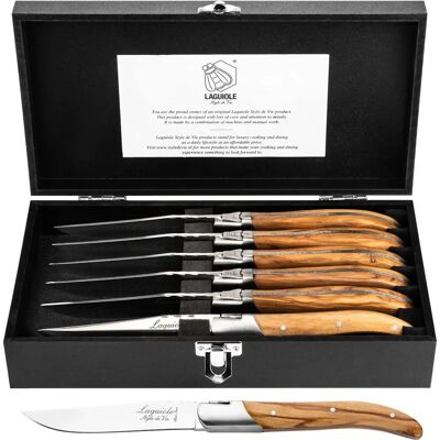 Laguiole Style de Vie Luxus Linie Steakmesser aus Olivenholz - 6 Stück Laguiole Style de Vie Luxus Linie Steakmesser aus Olivenholz - 6 Stück