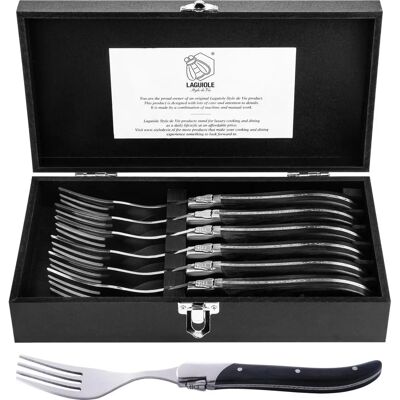 Laguiole Style de Vie - Fourchette à Steak - Czarny - Ebony Wood - Steak Fork Set Laguiole Style de Vie - Fourchette à Steak - Czarny - Ebony Wood - Steak Fork Set