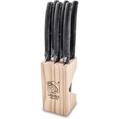 Laguiole Style de Vie Premium Line Black Stonewash Biffkniver - 6 stk Laguiole Style de Vie Premium Line Black Stonewash Biffkniver - 6 stk