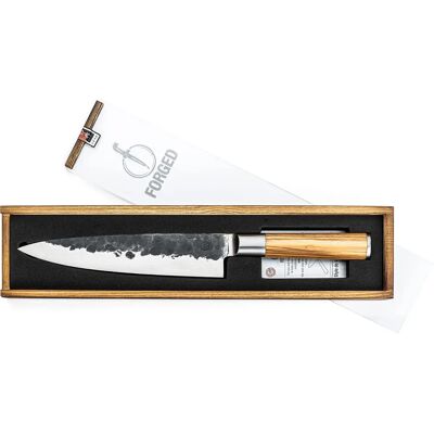 Forged Oliventræ Kokkekniv - 20,5cm - Skarp & Holdbar Forged Oliventræ Kokkekniv - 20,5cm - Skarp & Holdbar