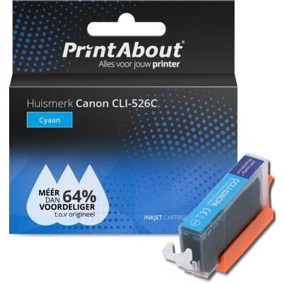 PrintAbout Cyaan Inktcartridge CLI-526C - Printeraccessoire PrintAbout Cyaan Inktcartridge CLI-526C - Printeraccessoire
