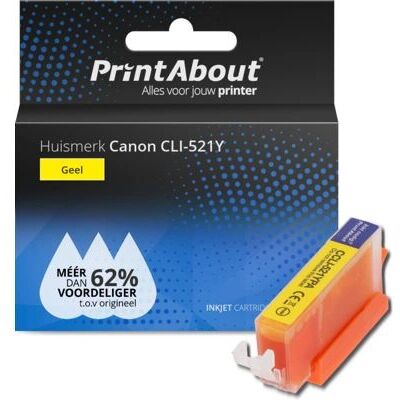 PrintAbout Cartouche d'Encre Jaune CLI-521Y pour Canon - Fournitures d'Imprimante PrintAbout Cartouche d'Encre Jaune CLI-521Y pour Canon - Fournitures d'Imprimante