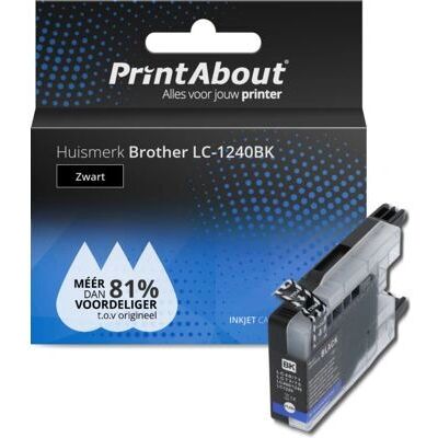 PrintAbout cartouche d'encre LC-1240BK - Noir - Cartouche pour Brother PrintAbout cartouche d'encre LC-1240BK - Noir - Cartouche pour Brother