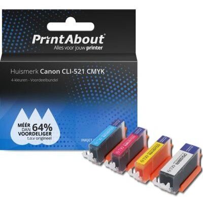 PrintAbout Canon CLI-521 CMYK Tintenpatrone - Mehrfarbige Mehrfachpackung PrintAbout Canon CLI-521 CMYK Tintenpatrone - Mehrfarbige Mehrfachpackung