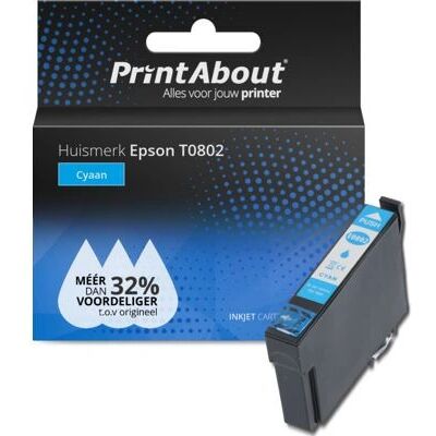 PrintAbout T0802 Cyan Tintenpatrone - Kompatibel mit Epson PrintAbout T0802 Cyan Tintenpatrone - Kompatibel mit Epson