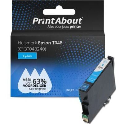 PrintAbout C13T048240 inktcartridge Compatibel Cyan - Inktcartridge voor Epson T0482 PrintAbout C13T048240 inktcartridge Compatibel Cyan - Inktcartridge voor Epson T0482