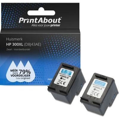 PrintAbout Druckerpatrone D8J43AE - Hohe Kapazität Schwarz - 2er-Pack - Kompatibel mit HP 300XL PrintAbout Druckerpatrone D8J43AE - Hohe Kapazität Schwarz - 2er-Pack - Kompatibel mit HP 300XL