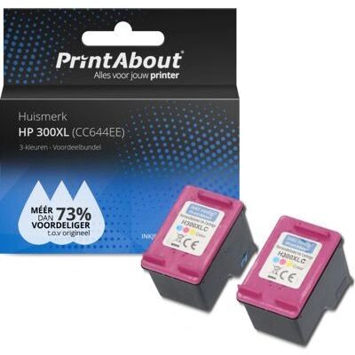 PrintAbout HP 300XL 3-farbige Tintenpatrone - Hohe Kapazität - Pack à 2 PrintAbout HP 300XL 3-farbige Tintenpatrone - Hohe Kapazität - Pack à 2
