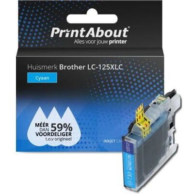 Cartouche d'encre PrintAbout LC-125XLC - Cyan - Haute capacité - Compatible Brother Cartouche d'encre PrintAbout LC-125XLC - Cyan - Haute capacité - Compatible Brother