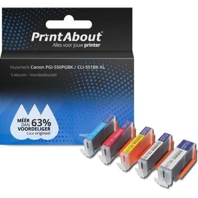 PrintAbout Cartouche compatible PGI-550PGBK / CLI-551BK XL - 5 couleurs - Grande capacité - Publicité PrintAbout Cartouche compatible PGI-550PGBK / CLI-551BK XL - 5 couleurs - Grande capacité - Publicité