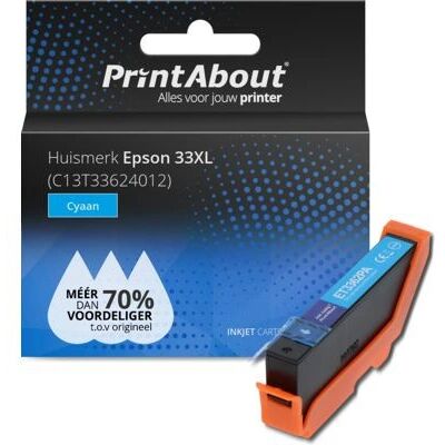 PrintAbout Cartouche d'Encre Cyan C13T33624012 - Grande Capacité (XL) - Compatible Epson PrintAbout Cartouche d'Encre Cyan C13T33624012 - Grande Capacité (XL) - Compatible Epson
