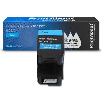 PrintAbout Lexmark Cyan Toner - Kompatibel 80C2SC0 PrintAbout Lexmark Cyan Toner - Kompatibel 80C2SC0