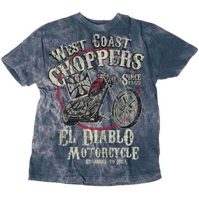 West Coast Choppers El Diablo Maglietta Vintage Blu Uomo West Coast Choppers El Diablo Maglietta Vintage Blu Uomo