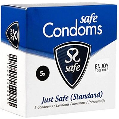 Preservativi SAFE Just Safe Standard - 56mm, Trasparente, Vaniglia, 5 pezzi Preservativi SAFE Just Safe Standard - 56mm, Trasparente, Vaniglia, 5 pezzi