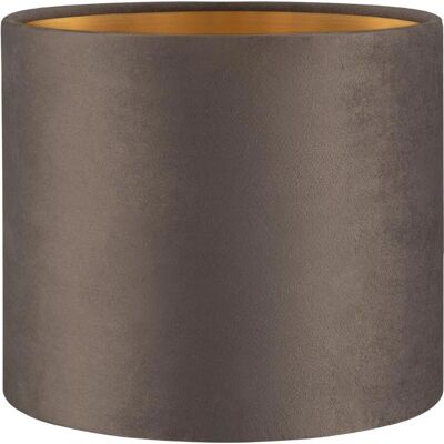 Abat-jour en velours Home Sweet Home - Gris + Or - Cylindre - E27 - 20cm - Publicité Abat-jour en velours Home Sweet Home - Gris + Or - Cylindre - E27 - 20cm - Publicité