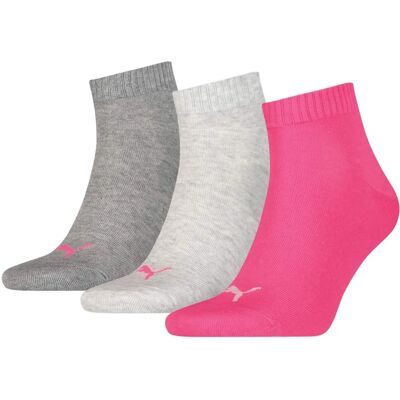Puma Modèle 906978 16 - Chaussettes - Rose, Gris - 3 Paires Puma Modèle 906978 16 - Chaussettes - Rose, Gris - 3 Paires
